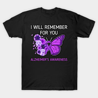 Alzheimer's Awareness I Will you Butterfly Women T-Shirt